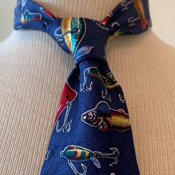 FISHING LURES NECKTIE VINTAGE 90’s - Picture 1 of 12